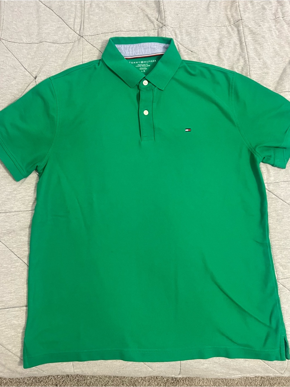 Tommy Hilfiger Men's Bright Green Polo with Small Flag Logo